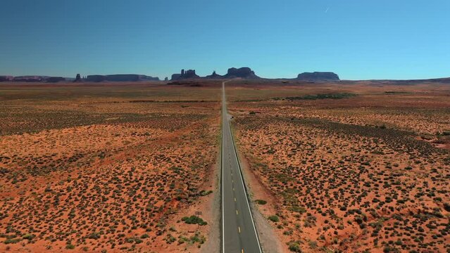 View Of Forest Gump Point In Monument Valley, USA - aerial drone shot