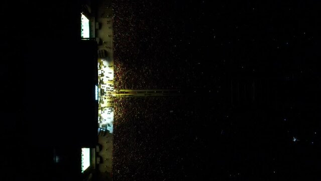 Latin's music festival in Mexico city filmmed on cenital plane with a drone at night