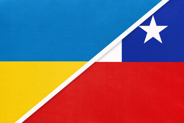 Ukraine and Chile, symbol of country. Ukrainian vs Chilean national flags.