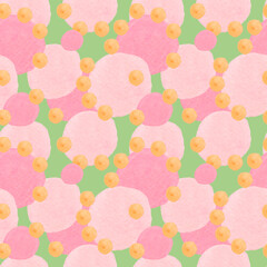 Seamless pattern with abstract watercolor shapes in 70's style.Textured,modern print in children's style.Designs for wrapping paper,packaging, cards,notebook covers,textiles,fabric,scrapbooking paper.