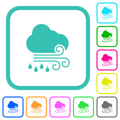 Windy and rainy weather vivid colored flat icons