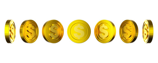 Golden coin isolated on white background. 3d rendering.