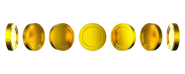 Golden coin isolated on white background. 3d rendering.