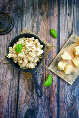   Gluten free Chickpea pasta.Fresh  low carb  high protein pasta rigatoni alla carbonara with  cream sauce  , becon  egg, parmesan cheese ,olive oil and black pepper) 