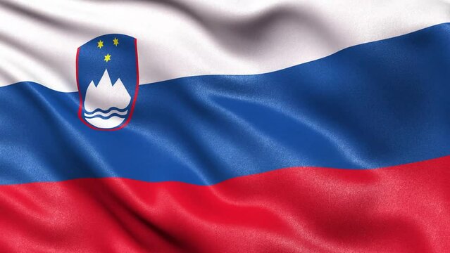 Slovenia Flag Seamless Loop. 3D animation.