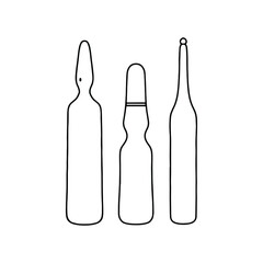 Glass ampoules for medicines. Medical, realistic, vector illustration.