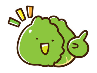 人差し指を立ててポイントを説明するキャベツのかわいい手書き風イラスト