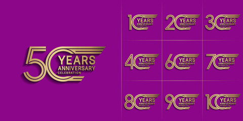 set of anniversary premium collection golden color can be use for celebration event