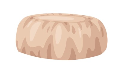 Floor cushion. Round pillow chair. Cosy comfortable soft seat. Modern interior furniture for sitting, relaxing. Flat vector illustration isolated on white background