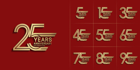 set of anniversary premium collection golden color can be use for celebration event