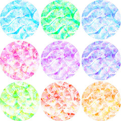 Fototapeta premium Key chain Sublimation Design.A set of round keychains.Colorful abstract design. Round shape texture for key chains. Printing on key chains.