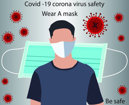 covid -19 corona virus safety wear mask and corona virus symbol and mask