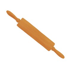 Wooden Rolling Pin. Cooking item on white background. Baking, cooking, kitchen tool. Design element for menus, recipes. 