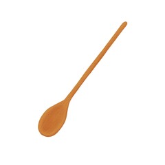 Wooden Spoon. Cooking item on white background. Baking, cooking, kitchen tool. Design element for menus, recipes. 