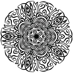 simple mandala with abstract ornaments for coloring, vector coloring page