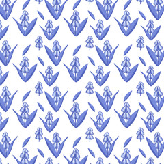 seamless pattern with blue flowers