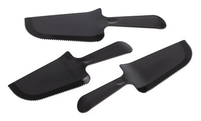 Set of Cake Cream Knife Plastic Spatula isolated on white background.