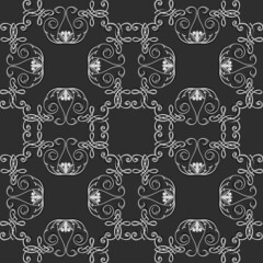  Pattern seamless monochrome in gray tones  in Arabic, Asian style.
