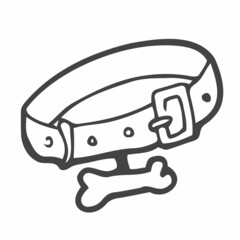 Dog's collar sketch. Collar drawing for pets doodle icon