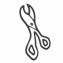 Claw clippers for dog or cat in doodle style. Pet Claw cutters isolated on white background. Vector illustration. Grooming concept