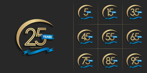 set of anniversary premium collection golden color can be use for celebration event