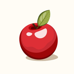 Apple icon isolated on white background. Natural delicious fresh ripe tasty fruit. Template vector illustration for packaging, banner, card and other design. Red apples with leaves. Food concept