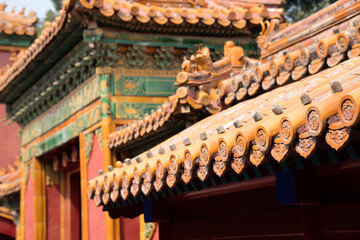 Obraz premium Partial glazed tiles of ancient buildings in the Forbidden City in Beijing