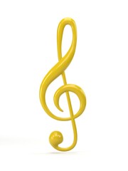 Obraz premium 3D rendering, 3D illustration. Gold music note icon isolated on white background. song, melody and tune symbol concept.