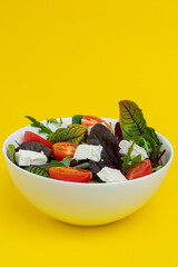 Bowl of fresh salad with tomatoes. Italian salad
