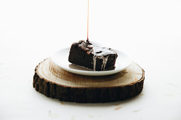 chocolate cake isolated on white background 