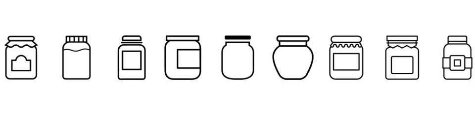 Fotobehang Glass jar icon vector set. bottle illustration sign collection. conservation symbol on white background. © Denys