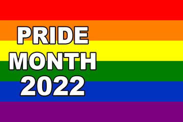 Pride 2022. LGBT flag. The LGBT pride flag or rainbow pride flag includes the flag of the lesbian, gay, bisexual, and transgender LGBT organization. Illustration. International LGBT Pride Day 2022.