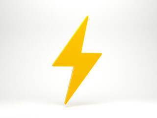 3d render 3d illustration. Flash, bolt lighting yellow icon isolated on white background. Thunder symbol of danger and power.