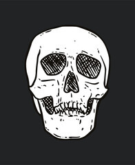 Human skull isolated over black background