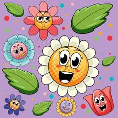 Seamless background with colorful flowers