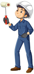 Painter construction worker cartoon character