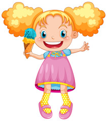 Happy girl holding ice cream