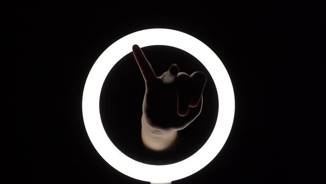 pack of gestures. female hands close-up make figures from fingers. finger play. count from five to one