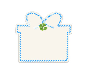 Märzchen das Frühlingsbringer Symbol und 
Geschenk zum 1. März,
Märzchen Anhänger mit Kleeblatt,
Vektor Illustration isoliert auf Hintergrund
