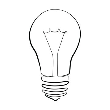 Light bulbs one line drawing on white isolated background