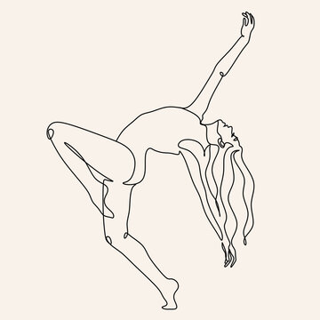 dancing woman single line art clip art preview