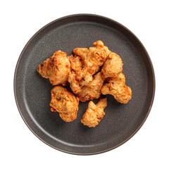 Isolated portion of roasted cauliflower appetizer on white background