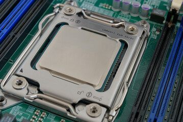 Fototapeta premium CPU, kurz für Central Processing Unit, Nahaufnahme