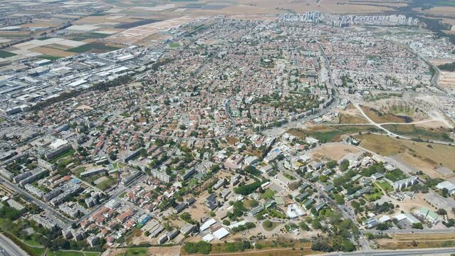 Aerial dRONE View Above Southern District City Netivot