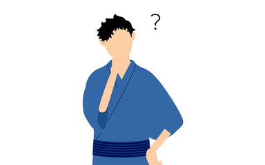 男性の浴衣姿、疑問を持つ