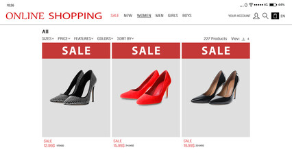 Web site of online store with offers for sale