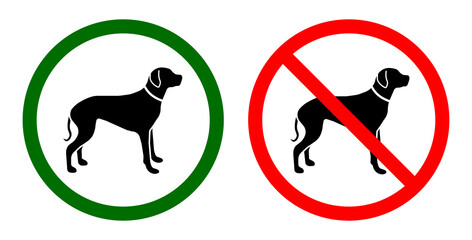 Signs DOGS ZONE AND NO PETS ALLOWED on white background, collage. Illustration
