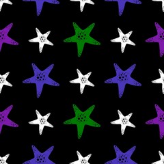 Fototapeta na wymiar Summer seamless sea star pattern for fabrics and textiles and packaging and linens and kids and wrapping paper
