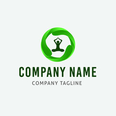 Abstract Yoga Logo Vector Design