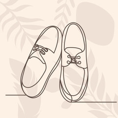 men's shoes drawing in one continuous line, on an abstract background